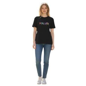 Rollas Candy Logo Tomboy Tee Black Womens Size Small New With Tag
